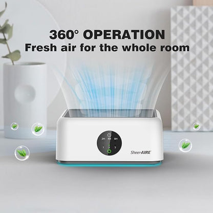 Home HEPA Air Purifier 3 Speed Control, 2/4/8H Timer, Filter Indicator, Ambient Light, 360° Outlet, Suitable for Living Rooms, Home Offices, Car Cup Holders & Dorms