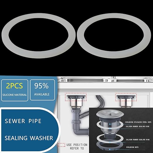 2PCS Kitchen Sink Filter Sealing Ring, Drain Pipe Flat Silicone Gasket, Waste Pipe Gasket, 5.5-inch Drain Pipe Sink Odor Collector Siphon, 140mm Inclined Sliding Joint Rubber Ring