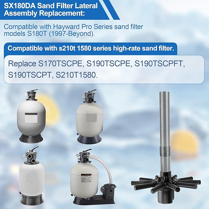 SX180DA Lateral Assembly for Hayward S180T Sand Filter, Pool Sand Filter Parts Lateral Assembly with Center Pipe Replacement S210T 1580 Series High-Rate Pool Filter Pump