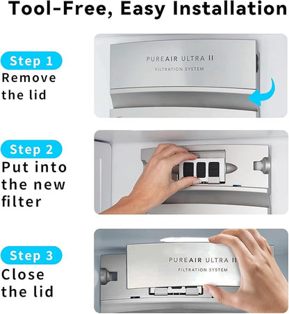 6-Pack Refrigerator Air Filter Replacement for Frigidaire PureAir Ultra 2 & Electrolux ELPAULTRA2 – Triple Layer Activated Carbon, Fast Odor & VOC Removal, Long Lasting, Easy Install