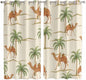 2 Panel Kitchen Cafe Curtains, Date Coconut Tree Sunlight Filtering Nature Air Through, Home Decor Window Covering Tier Curtains for Living Room 80W x 63L inch Desert Camels Botanical Tropical Beige