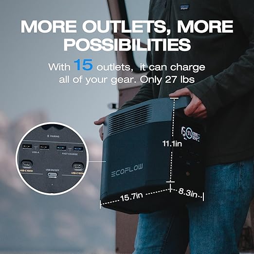 EF ECOFLOW Solar Generator DELTA 2 with 220W Solar Panel, 1024Wh LFP(LiFePO4) Battery, 1800W AC/100W USB-C Output, Fast Charging Portable Power Station for Home Backup Power, Camping & RVs
