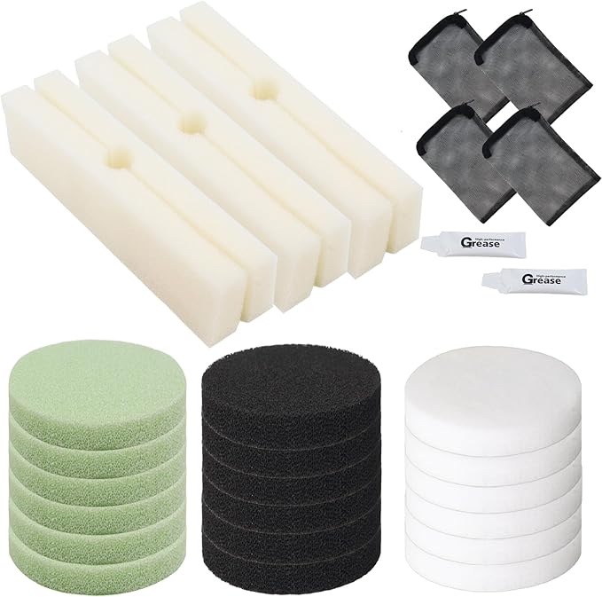 30pcs FX4 Canister Filter Media Replacement Kit Compatible with Fluval Fx4 Fx5 Fx6 Include Carbon Foam Filter Pads, Foam Block,Aquarium Maintenance Quick Clear/Water Polishing Pads