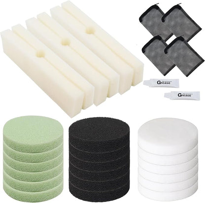 30pcs FX4 Canister Filter Media Replacement Kit Compatible with Fluval Fx4 Fx5 Fx6 Include Carbon Foam Filter Pads, Foam Block,Aquarium Maintenance Quick Clear/Water Polishing Pads