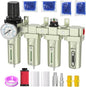 Industrial Grade 4-Stage Air Drying System, 1/2" Npt With Manual Drain, Desiccant Dryer, Air Regulator, Particulate Filter And Coalescing Filter For Paint Spray, Plasma Cutter