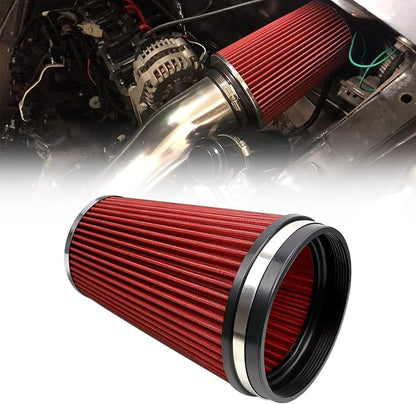 RYANSTAR RACING 152mm 6" High Flow Round Tapered Cone Closed-Top Washable Clamp-On Dry Air Filter Long 265mm tall