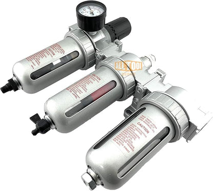 3/8" NPT MID FLOW Filter Regulator Coalescing Desiccant Dryer System For Compressed Air Lines, Poly Bowls, Great For Paint Spray And Plasma Cutter (AUTO DRAIN)