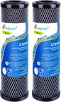 EXCELPURE 1 Micron 10" x 2.5" Whole House CTO Carbon Water Filter Cartridge Replacement for Home Countertop System, Dupont WFPFC8002, WFPFC9001, FXWTC, SCWH-5, WHEF-WHWC, WHCF-WHWC, CTO10, T01, 2PACK