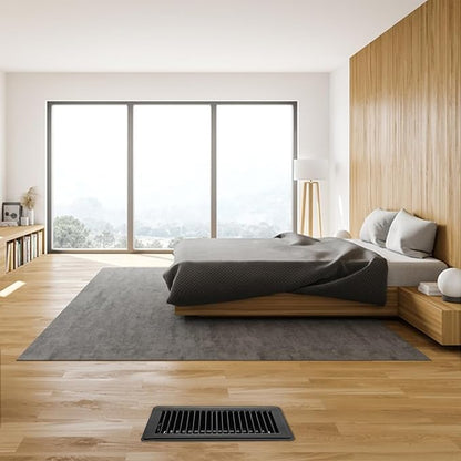 VOISEN Floor Register 4x10, 2 Pack Black Floor Vent Covers,Heavy Duty Steel Walkable Floor Vents,Vent Covers for Home Floor