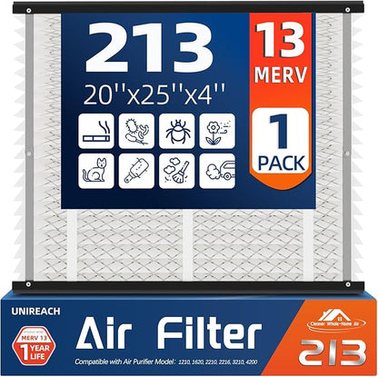 213 Replacement Air Filter, MERV 13,Actual Size: 20.47"x25.6"x3.94", Nominal Size: 20''x25''x4'', HVAC Furnace Filter, Compatible with AprilAire Models 1210, 1620, 2210, 2216, 3210, 4200, 1 Pack