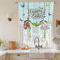 Tie Up Curtains,Happy Easter Bunny Butt Egg Floral Adjustable Rod Pocket Window Shade Curtain Drape Spring Plant on Aqua Wood Tie-Up Valance for Kitchen Bedroom Living Room Windows,42"x45"