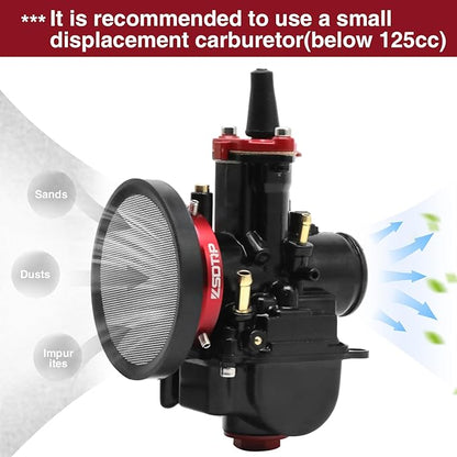 Carburetor Carb Velocity Stack Air Filter Cleaner Modified Trumpet Aluminum Alloy with Sponge Filter Steel Mesh for PWK21-30mm Short Fast Intake Suggest for Small Displacement (Red, 50mm)