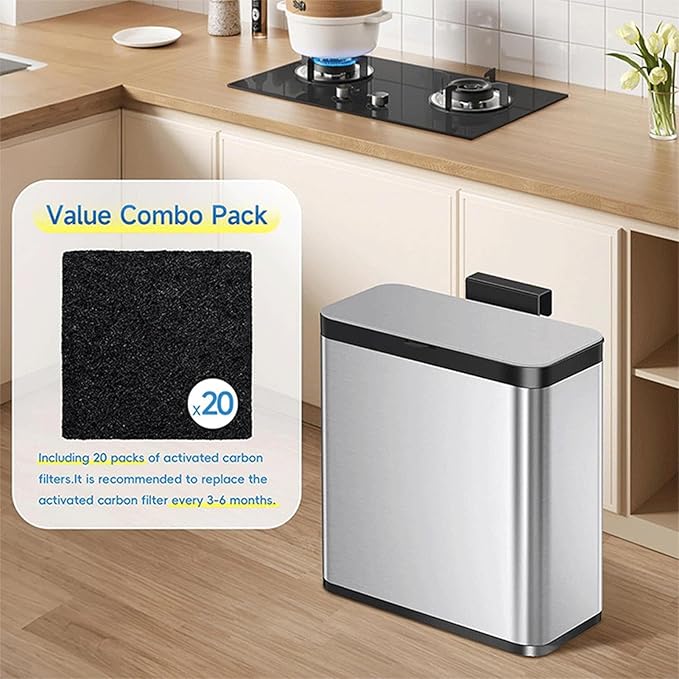 Charcoal Odor Absorber, Stick On Deodorizer Filter Set, Powerful Smell Control with Natural Carbon, Air Freshening Cleaning Accessory Tool, Slim Design with Easy Install