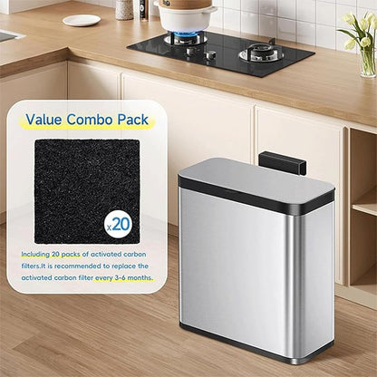 Charcoal Odor Absorber, Stick On Deodorizer Filter Set, Powerful Smell Control with Natural Carbon, Air Freshening Cleaning Accessory Tool, Slim Design with Easy Install
