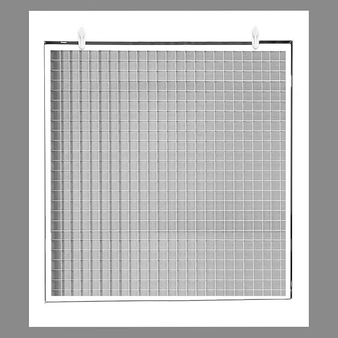 HVAC Premium 12" x 12" Cube Core Eggcrate Return Air Filter Grille for 1" Filter - Aluminum - White [Outer Dimensions: 14.5" x 14.5"]