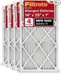 Filtrete 14x25x1 AC Furnace Air Filter, MERV 11, MPR 1000, Micro Allergen Defense, 3-Month Pleated 1-Inch Electrostatic Air Cleaning Filter, 4 Pack (Actual Size 13.81 x 24.81 x 0.81 in)