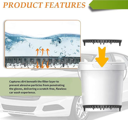 Car Wash Bucket,10.28 Inch Diameter Car Wash Filter for Collecting Sediment & Grit,Universal Essentials Car Cleaning Accessories for Most Cars Trucks SUVs (Black)