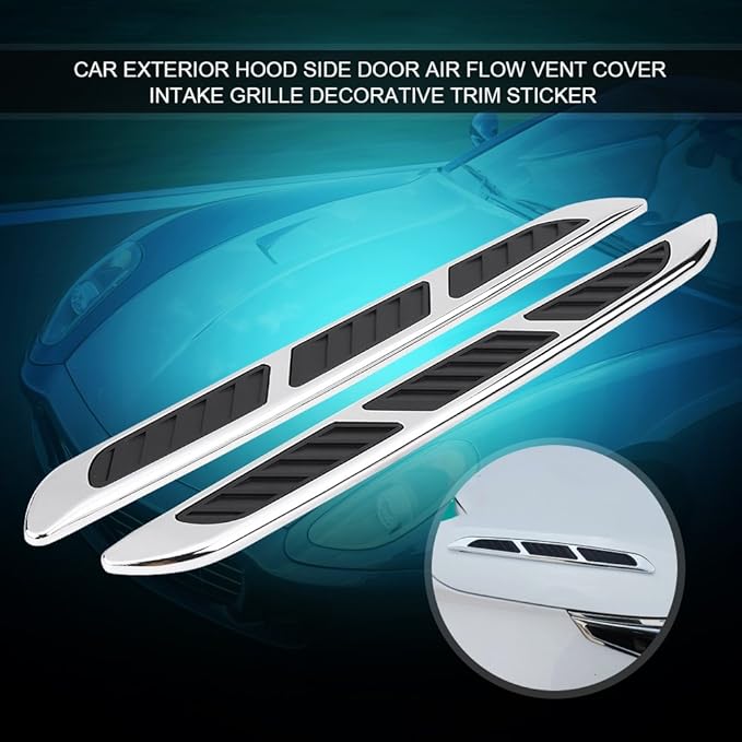 1 Pair Car Hood Vent Air Intake Grille, Car Exterior Hood Side Door Air Flow Vent Cover Intake Grille Decorative Trim Sticker