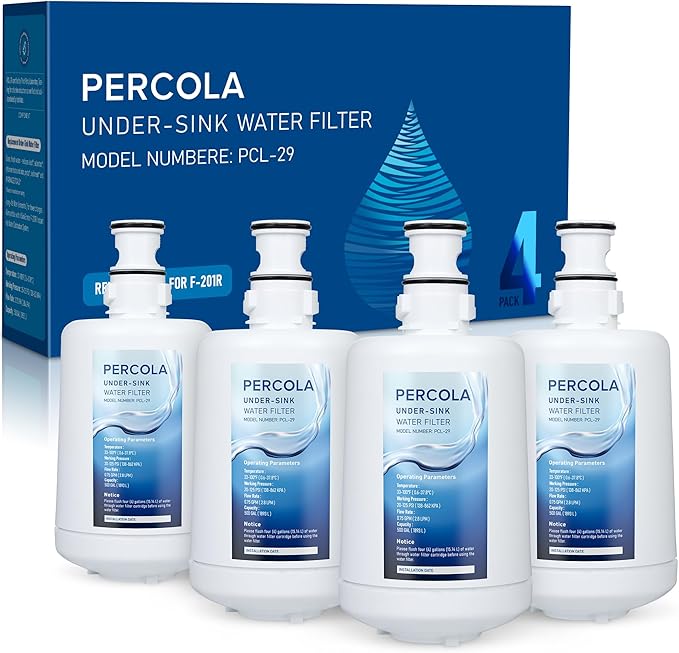 F-201R Under Sink Water Filter, Replacement for InSinkErator Instant Hot & Hot/Cool Water Dispensers Water Filter Cartridge F-201R, 500 Gallons (4 Packs)