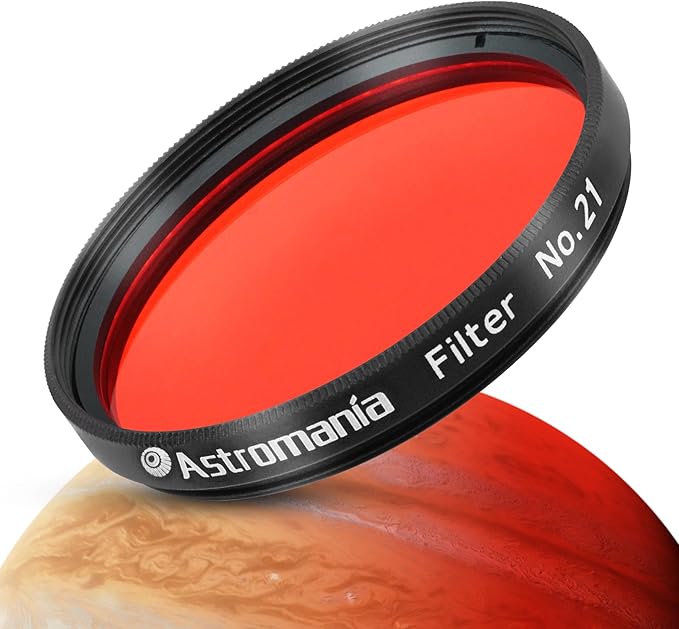 Astromania Telescope Filter, 2 Inches Planetary Filter for Astronomy Telescope Eyepiece, Color Filter for Enhancing Contrast in Lunar Planetary Observation - #21 Orange