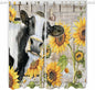 Yellow Sunflowers Living Room Curtains 84 Inch Length, Window Curtains Tab Top, Farmhouse Cow Barn Doors Floral Butterfly Light Filtering Window Treatments Drapes 52"x84" 2 Panel