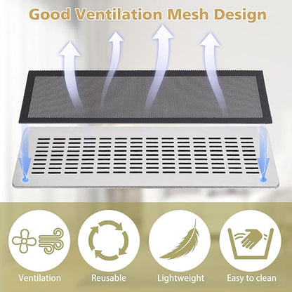 8 Pack Strong Magnetic Floor Vent Cover - PVC Mesh Register for Wall Ceiling Floor Catch Debris Hair Insect (Black, 4 x 12 Inch)
