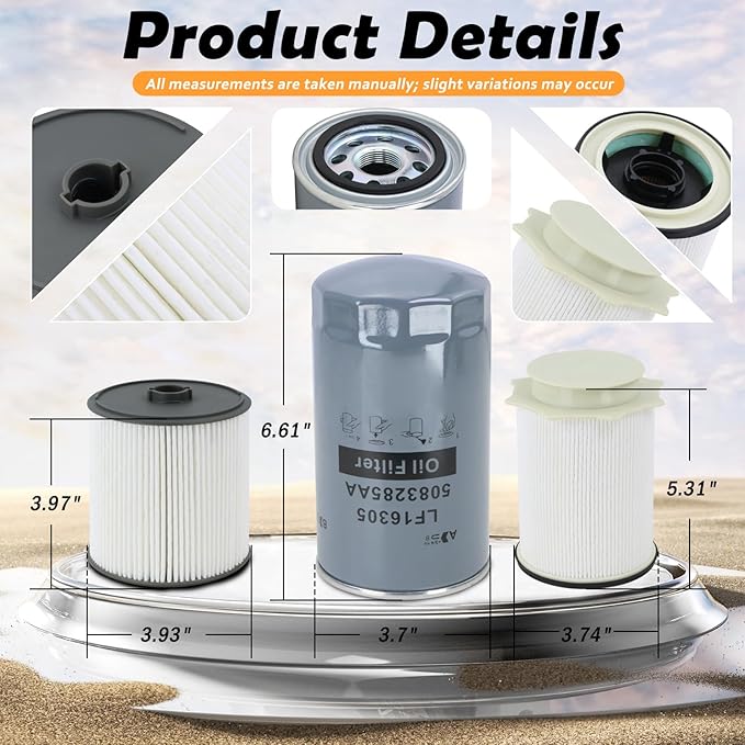 Fuel Filter Water Separator and Oil Filter Set Fit for 2019-2024 Dodge Ram 2500 3500 4500 5500 6.7L Cummins Diesel Engines Replaces# 68436631AA 68157291AA 5083285AA