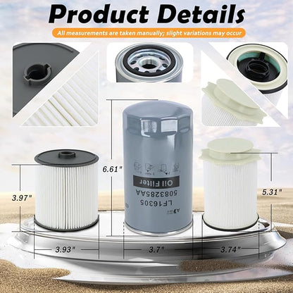 Fuel Filter Water Separator and Oil Filter Set Fit for 2019-2024 Dodge Ram 2500 3500 4500 5500 6.7L Cummins Diesel Engines Replaces# 68436631AA 68157291AA 5083285AA