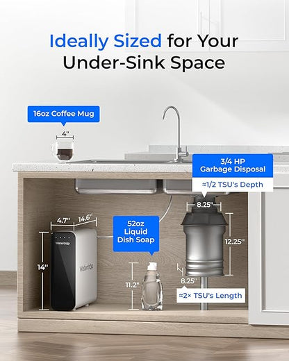 Waterdrop TSU 0.01 Micron Ultra Filtration Under Sink Water Filter System, 3-Stage Tankless Under Sink Water Filtration System with Faucet, Smart Panel, Not Lower TDS, Drilling Required