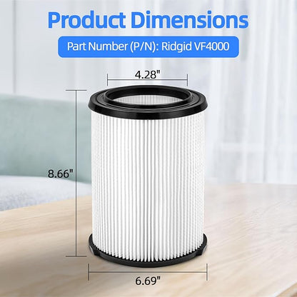 2-Pack VF4000 Filter Compatible with Ridgid Shop Vac,Standard Wet/dry Vac Filter Replacement Compatible with Ridgid 5-20 Gallon and Husky 6-9 Gallon Wet/Dry Vacuums Cleaner