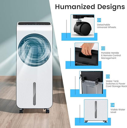 ARLIME Evaporative Air Cooler, 3-in-1 Portable Air Conditioner, AC Fan w/ 3 Modes, 24 Speeds Settings, 12H Timer & Remote Control, Swamp Cooler for Office, Bedroom, Home