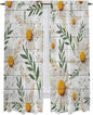 Spring Daisy Kitchen Curtains, Farmhouse Country Flower Leaf Plant Wood Grain Light Filtering Window Curtain Panels, 2Pcs Rod Pocket Window Treatments Set for Living Room Bathroom Bedroom 52x72 Inches