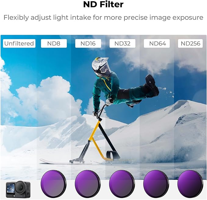 K&F CONCEPT Snap On CPL ND Filter Kit for DJI Osmo Action 6, 6 Pack CPL ND8 ND16 ND32 ND64 ND256 Action 6 Filter, Neutral Density Polarizing Action Camera Accessories, Multicoated HD Optical Glass
