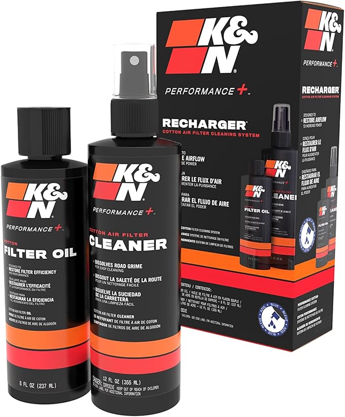 K&N Air Filter Cleaning Kit: Squeeze Bottle Filter Cleaner and Blue Oil Kit; Restores Engine Air Filter Performance; Service Kit-99-5050BL