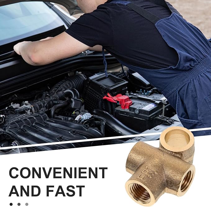 Veemoon Brass Tee Fitting M10x1 Thread Adapter Fuel Pipe Connector for Nylon Tube Fuel Line Repairs and Radiator Hose Barb Connection Suitable for Industrial and Marine Use