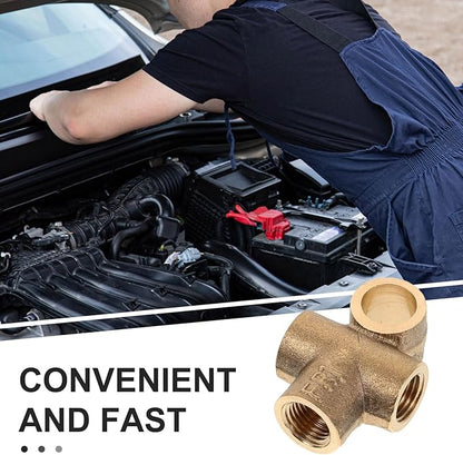 Veemoon Brass Tee Fitting M10x1 Thread Adapter Fuel Pipe Connector for Nylon Tube Fuel Line Repairs and Radiator Hose Barb Connection Suitable for Industrial and Marine Use