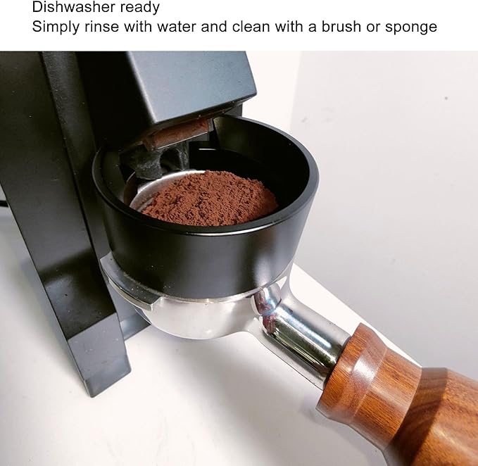 58mm Espresso Dosing Funnel, Lightweight Aluminum Espresso Funnel, 58mm Dosing Funnel, Replacement for Espresso Machine Portafilter (Black)