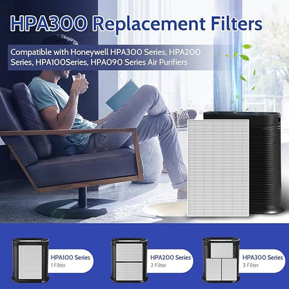HPA300 HEPA Air Purifier Filter R for Honeywell HPA300 HPA200 and HPA5300 Series, 6 Pack H13 True HEPA Filter Compatible with Honeywell Filter-R, HRF-R3