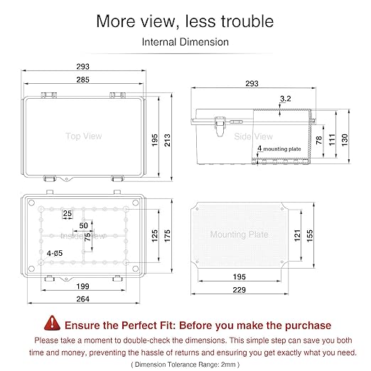 QILIPSU Waterproof Junction Box IP67 Outdoor Plastic Electrical Project Enclosure Weatherproof with Mounting Plate, Wall Brackets, Hinged Clear Cover 11.2"x7.7"x5.1" CC