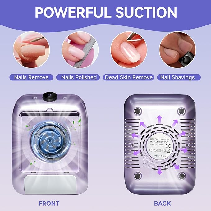 Nail Dust Collector with LED Display - Adjustable Speed, Professional Dust Collector Nail Tech with Reusable Filter for Acrylic Nails Polishing Manicure Salon Home