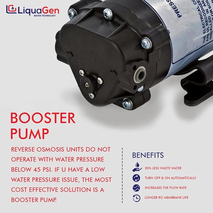 LiquaGen - Light Commercial Grade RO/DI Water Filter System | Reverse Osmosis and Deionization RO/DI | Booster Pump with TDS Meter | 20 Gallon Tank - 400GPD