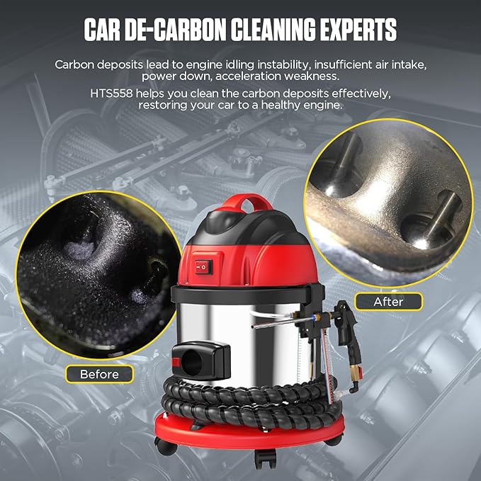 QPKING HTS558 Walnut Blaster Kit for Carbon Cleaning with 5 Adapters | Built-in Filter & External Air Source Required | Engine Intake Valve Cleaner Compatible with Audi, BMW, VW, Toyota, Honda