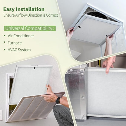 16x24x1 Reusable Air Filter MERV 8 Washable Furnace & AC Filter with 2 Extra Media Pads, Aluminum Electrostatic Air Filters for Home, Fits HVAC System, Air Conditioner, Air Handler