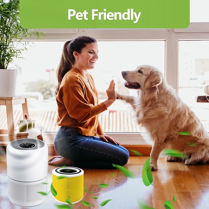 2 Pack Core 300 Pet Care Replacement Filter for LEVOIT Core 300/ 300S/ 300-P/ 300S-P/and P350 Air Purifier, 3-in-1 True H13 HEPA Activated Carbon Filter, Part# Core 300-RF-PA (Yellow)