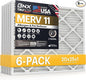 BNX TruFilter 20x25x1 Air Filter MERV 11 (6-Pack) - MADE IN USA - Allergen Defense Electrostatic Pleated Air Conditioner HVAC AC Furnace Filters for Allergies, Dust, Pet, Smoke, Allergy MPR 1200 FPR 7