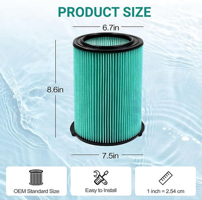 2 Pack Replacement VF6000 Filter for Ridgid Shop Vac Filters 5-20 Gallon, 5-Layer Wet/Dry Rigid Shop Vac Filters Compatible with WD5500 WD0671 WD6425 WD7000 WD1280 WD1851 WD1680
