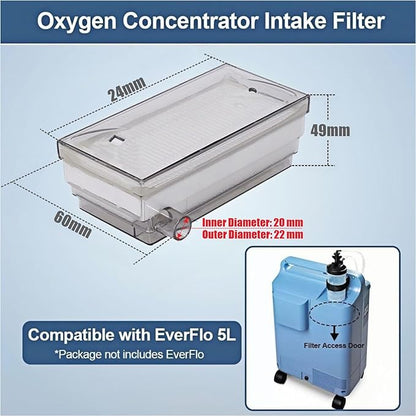 Oxygen Concentrator Intake Filter Compatible with EverFlo 5L, O2 Generator Machine Replacement Accessories, 3 Pcs (Transparent)