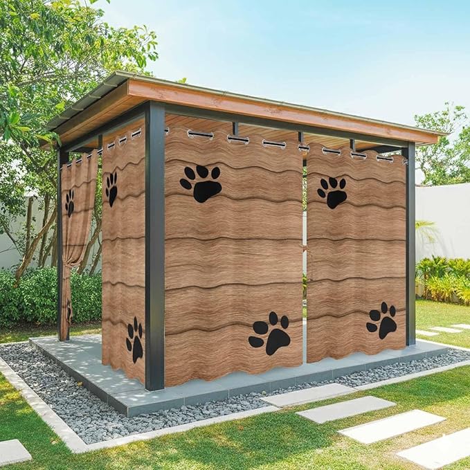 Wood Grain Outdoor Curtains for Patio Claws Animals Wooden Vintage Waterproof Outside Curtains with Grommet Top Weatherproof Curtain for Cabana Pergola Gazebo, 2 Pack, 54" W x 95" L
