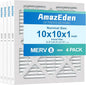 10x10x1 Air Filter 4 Pack MERV 8 Furnace HVAC AC Pleated Filters Dust Defense Replacement for Home Office MPR 600 FPR 5 (Exact Dimensions: 9.81x9.81x0.81 Inches)