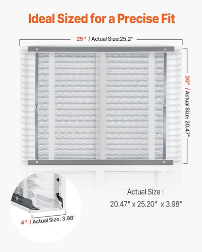 VEVOR 20x25x4 Furnace Air Filter, MERV 11 Pleated HVAC AC Replacement, Electrostatic 12-Month Air Cleaner, 4-Pack (Actual Size: 20.47x25.20x3.98 in), for Improving Home Indoor Quality